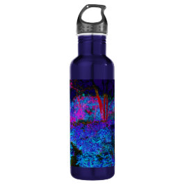 Garrafa Paisagem Impressionista Azul Escuro e Jardim Verme