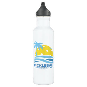 Garrafa Palmeira tropical Sun de Pickleball seu texto