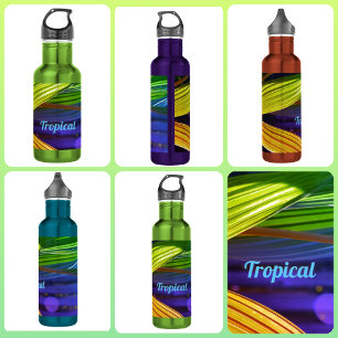 Garrafa Palmeiras Tropicais Multicoloridas Brilhantes