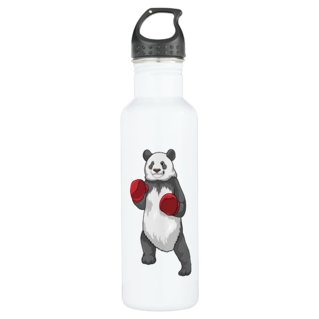 Garrafa Panda como Boxer com luvas "in a box" (Frente)
