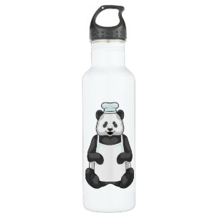 Garrafa Panda como chef com chapéu Cozinhar