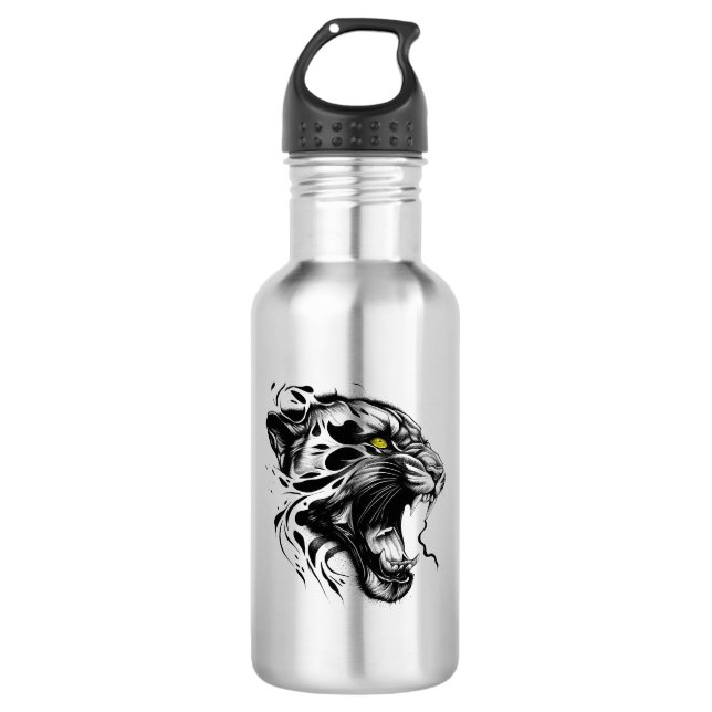 Garrafa Pantera Natureza Selvagem Animal Ilustração Tatuag (Frente)
