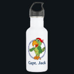 Garrafa Papagaio Pirata Monograma Náutico<br><div class="desc">Este design de diversão apresenta um papagaio pirata, pregado sobre um portalheiro náutico com um monograma personalizado. Substitua o texto da amostra pelo seu nome, monograma ou outro texto para uma garrafa de água personalizada. Este artigo faz um belo presente para barqueiros, marinheiros, entusiastas de cruzeiros e qualquer um que...</div>