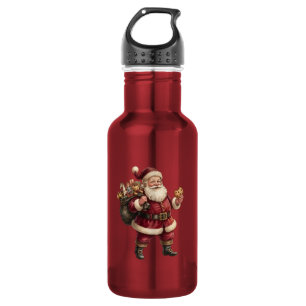 Garrafa Papai Noel Vintage com Saco de Brinquedos e Doce