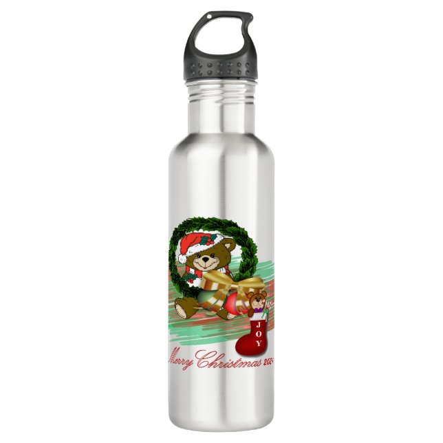 Garrafa Papais noeis Joy Sock Christmas Water Bottle (Frente)