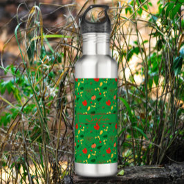 Garrafa Papoila vermelha de flores silvestres de padrão ve