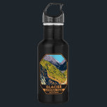 Garrafa Parque Nacional do Glacier indo para a estrada do<br><div class="desc">Vetor do Glacier Park trabalho de arte design. O parque é uma zona de natureza selvagem nas Montanhas Rochosas de Montana,  com picos e vales esculpidos de geleiras a correr até à fronteira com o Canadá.</div>