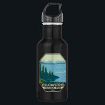 Garrafa Parque Nacional Yellowstone Lago Vintage<br><div class="desc">Yellowstone Forest vetor trabalho de arte design. O parque tem canyons dramáticos,  rios alpinos,  florestas exuberantes,  primaveras quentes e geysers,  incluindo a mais famosa,  a Velha Fiel.</div>