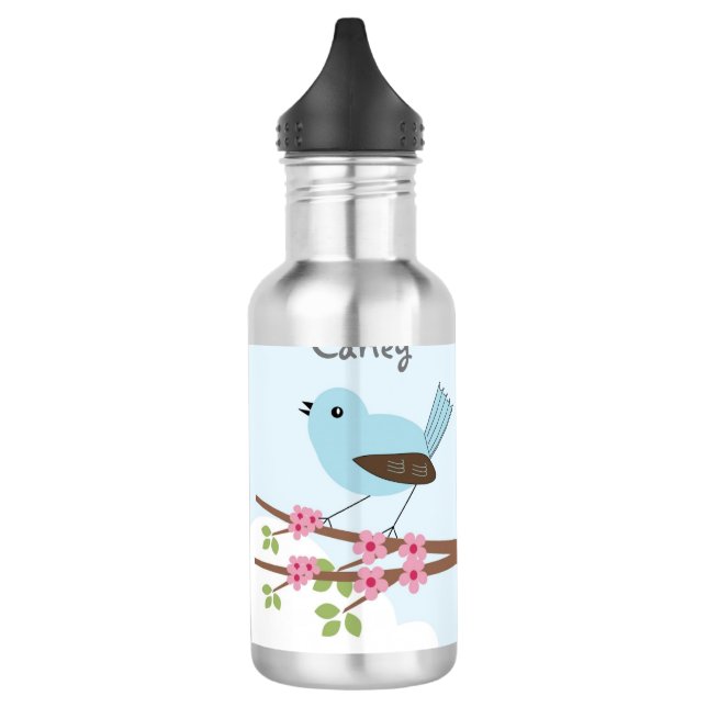 Garrafa Pássaro Azul na Árvore do Flor Personalizado (Esquerda)