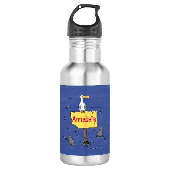 Garrafa Pássaro-do-mar engraçado circulado por desenhos an (Frente)