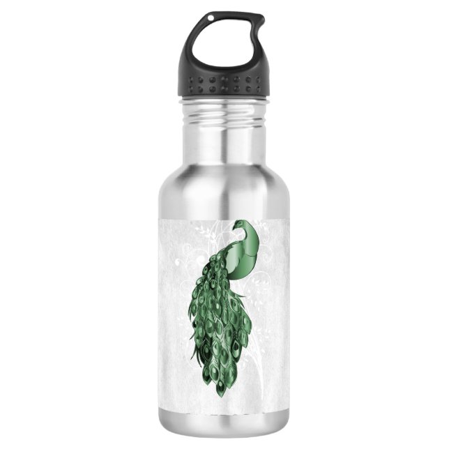 Garrafa Pavão Elegante Verde Personalizado (Frente)