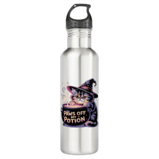 Garrafa Paws Off My Potion, Kawaii Halloween Witch Cat Cla
