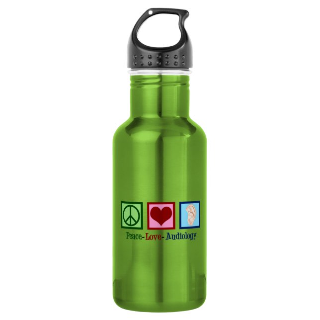 Garrafa Paz Amor Audiologia Fofa Audiologista (Frente)