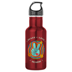 Garrafa Paz Amor Ensinar Vintage Retro 70s Hippie