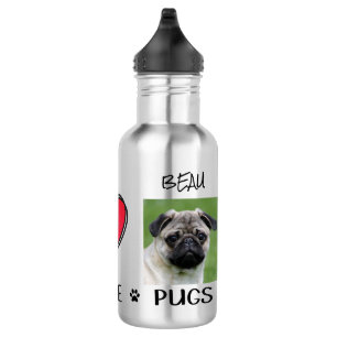 Garrafa Peace Love Pugs Dog Lovers