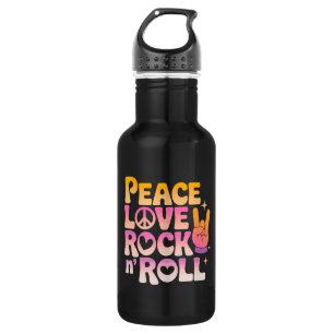 Garrafa Peace Love Rock n Roll - Tipografia Inspirada na M
