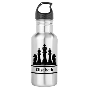 Garrafa Peças de Xadrez Preto Personalizadas