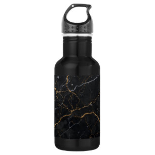 Garrafa Pedra Negra com Vias Douradas e Prateadas