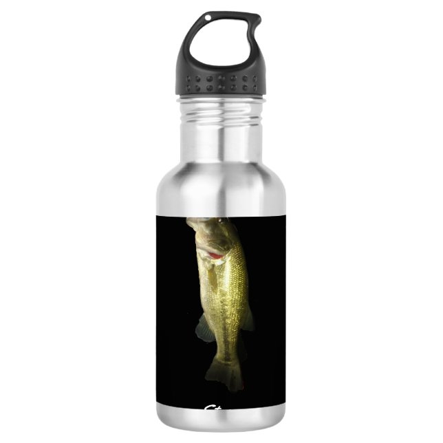 Garrafa Peixe-Baixo-Largemouth Preto Personalizado (Frente)