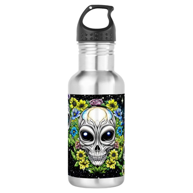 Garrafa Peles e flores de Alienígenas extraterrestres (Frente)