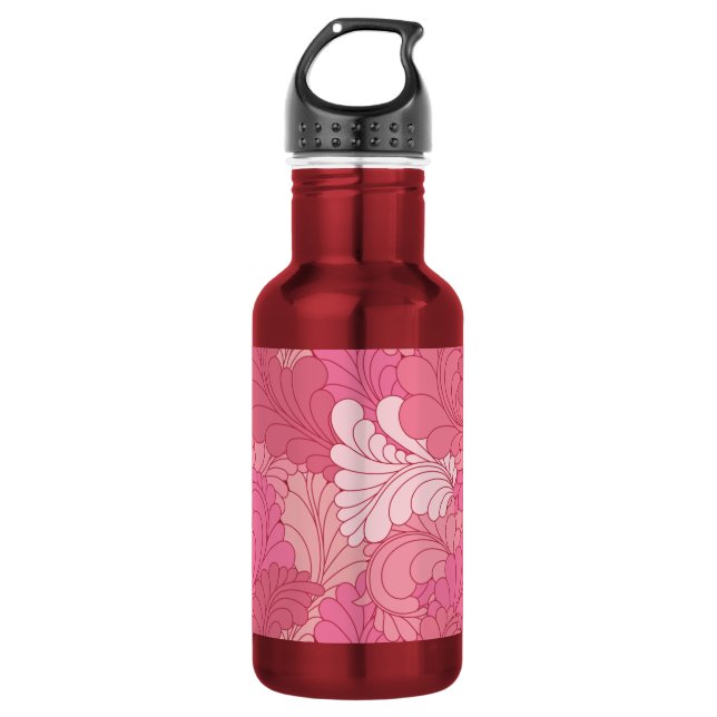 Garrafa Penas com Paisley Floral Retro-Rosa rosa (Frente)