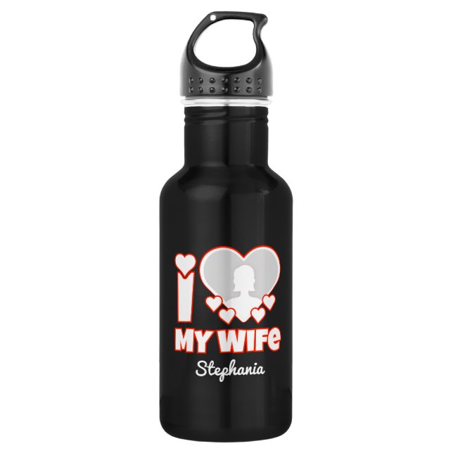 Garrafa Personalizado Amo Minha Esposa - Adicionar Nome e  (Frente)