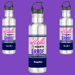 Garrafa Personalizado De Volta À Escola Do Quarto Grau<br><div class="desc">Volta Personalizada Para A Garrafa De Aço inox De Quarto Grau. Personalize-o com o seu nome para uma aparência exclusiva de cinta.</div>