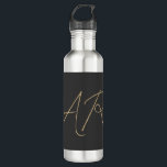 Garrafa Personalizar bege de Cinza simples monograma<br><div class="desc">Além de um material de qualidade e um impressão de qualidade,  este design oferece uma abordagem simples,  moderna e minimalista. Um modelo imperdível.</div>