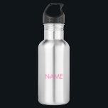 Garrafa Personalizar com nome, texto rosa minimalista<br><div class="desc">Personalizar com o nome,  uma garrafa de água de aço inoxidável rosada minimalista de texto</div>