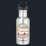 Garrafa PERSONALIZAR IT Happy Camper Diversão RV Sunset Mo<br><div class="desc">Feliz Campers! Bata na estrada com uma garrafa de água doce com um camper retrô vintage. Personalize-o adicionando seu próprio texto. Procure mais no meu compro!</div>