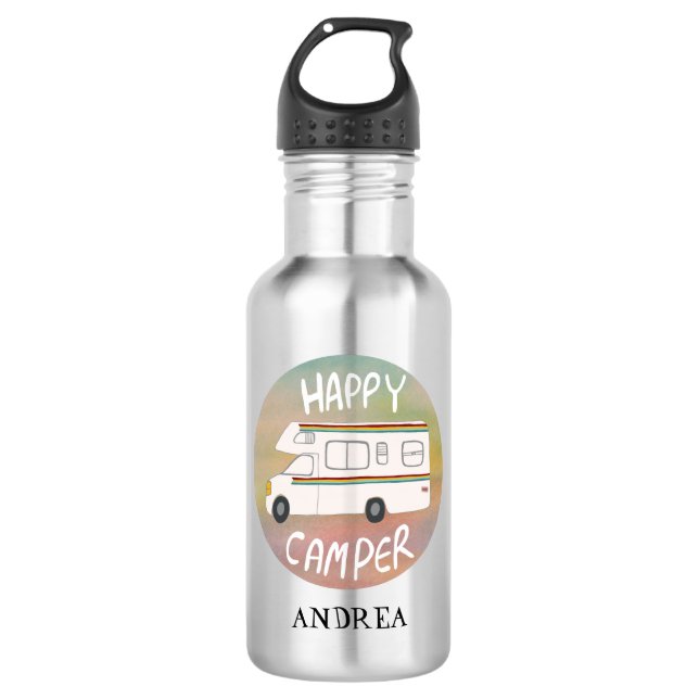 Garrafa PERSONALIZAR IT Happy Camper Diversão RV Sunset Mo (Frente)