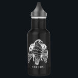 Garrafa PERSONALIZAR O desenho de linha de Falcão Peregrin<br><div class="desc">Este violento falcão peregrino enfeita ambos os lados da garrafa de água,  personalize-a com o seu nome ou iniciais. Procure em meu compro mais cores e outros itens correspondentes,  como camisetas,  adesivos e muito mais!</div>