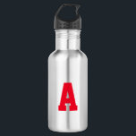 Garrafa Personalizar, personalizar a letra inicial do alfa<br><div class="desc">Personalizar,  personalizar a letra inicial alfabética da garrafa de aço inoxidável em aço inoxidável,  letra vermelha</div>