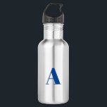 Garrafa Personalizar, personalizar a letra inicial do alfa<br><div class="desc">Personalizar,  personalizar a letra inicial alfabética do alfabeto,  aço inoxidável,  garrafa de água azul</div>