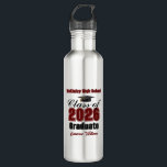 Garrafa Personalized Maroon Class of 2026 Graduation<br><div class="desc">Customize your own maroon and black high school Class of 2026 graduate stainless steel water bottle for a high school or college graduation party. Cool varsity letters for the year on a great custom commemorative keepsake for seniors.</div>
