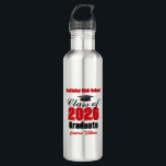 Garrafa Personalized Red Class of 2026 Graduation<br><div class="desc">Customize your own red high school Class of 2026 graduate water bottle for a high school or college graduation party. Cool varsity letters for the year on a great custom commemorative keepsake for seniors.</div>