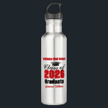 Garrafa Personalized Red Class of 2026 Graduation<br><div class="desc">Customize your own red high school Class of 2026 graduate water bottle for a high school or college graduation party. Cool varsity letters for the year on a great custom commemorative keepsake for seniors.</div>