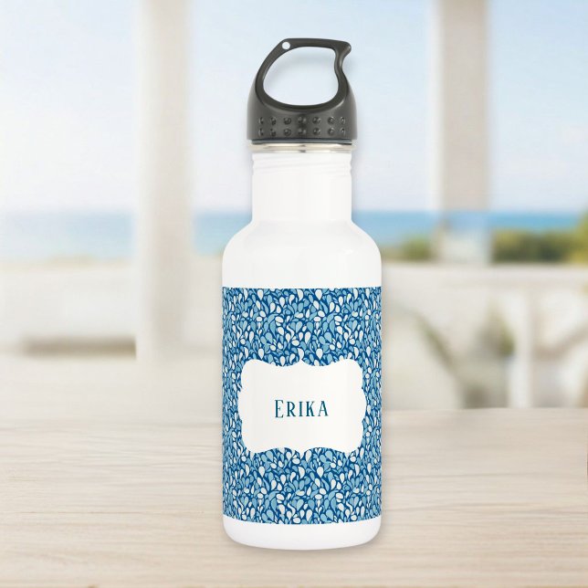 Garrafa  Personalized Water Bottle for Kids - Blue & White (Criador carregado)