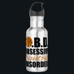 Garrafa Perturbação Obsessiva do Basquete<br><div class="desc">Um presente de basquete engraçado em laranja e preto para o obcecado fã de basquete. Eu adoro esportes.</div>