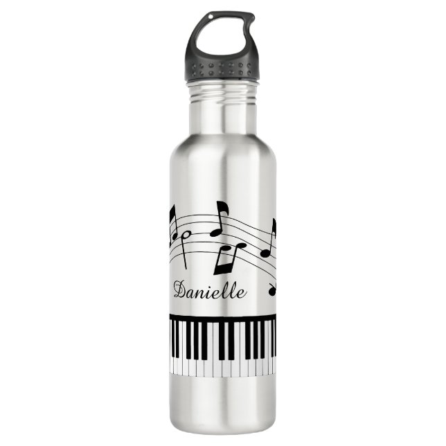 Garrafa Piano Music Notes Personalizadas Cores Personaliza (Frente)