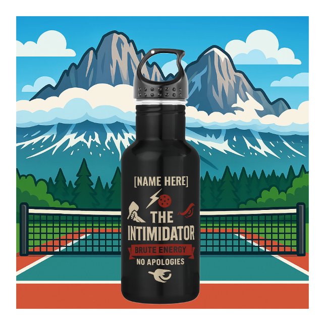 Garrafa Pickleball Water Bottle Featuring The Intimidator (PICKLEBALL PERSONALIZED WATER BOTTLE)