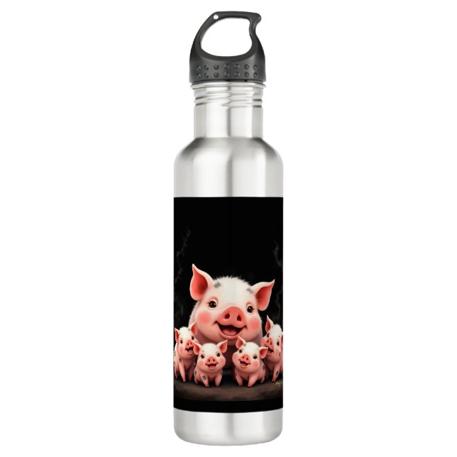 Garrafa Pig Artwork – Mother Pig & Piglets (Frente)