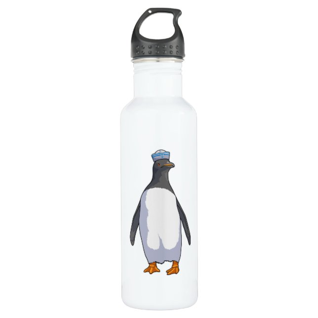 Garrafa Pinguim como marinheiro com chapéu (Frente)