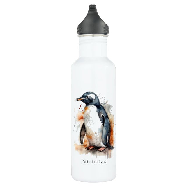 Garrafa Pinguim de Cores Aquáticas, personalizado (Direita)