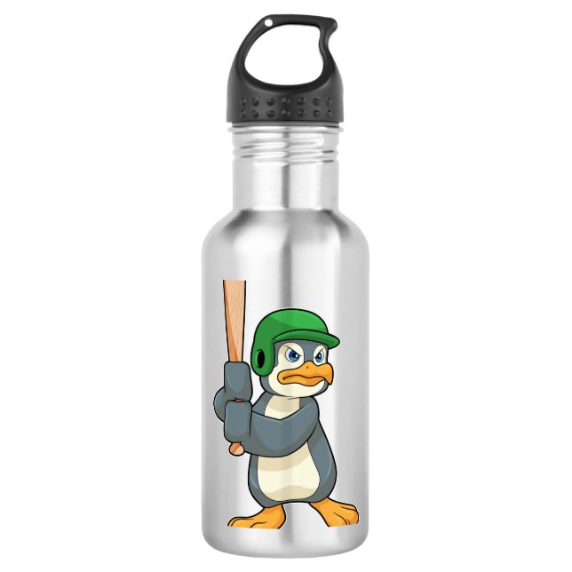 Garrafa Pinguim no Baseball com bastão de baseball e capac (Frente)