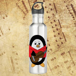 Garrafa Pinguim tocando guitarra de Cuta<br><div class="desc">Você gosta de garrafas de água fofinhas? Você gosta de pinguins? Um pinguim adorável numa camisa vermelha toca violão nesta garrafa d'água.</div>