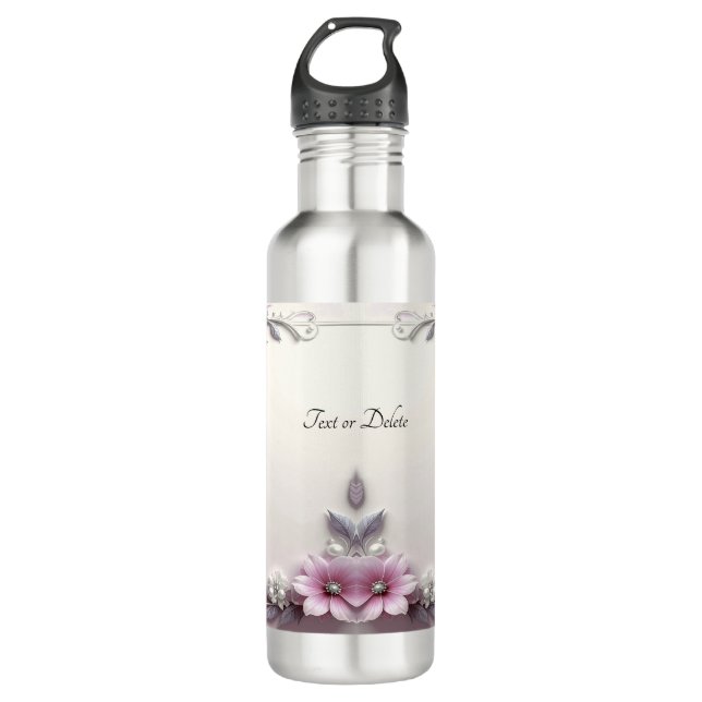 Garrafa Pink Floral Frame Water Bottle (Frente)