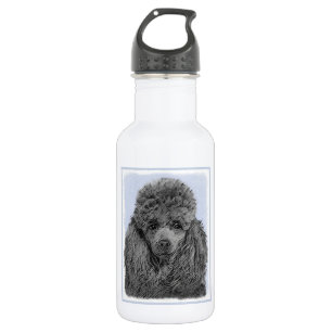 Garrafa Pintura de Poodle Miniatura Preto Arte Original
