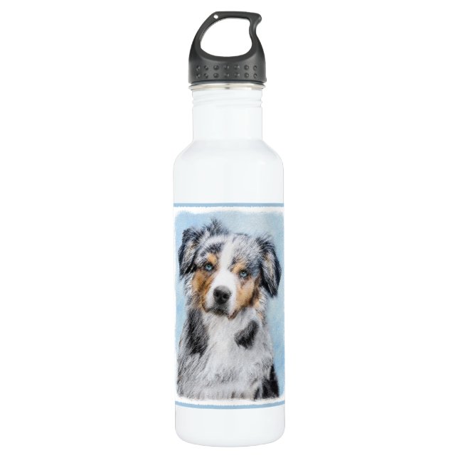 Garrafa Pintura Miniatura de Pastor Americano - Arte Canin (Frente)