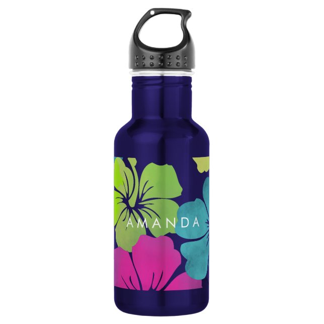 Garrafa PixDezines retro hibiscus (Frente)